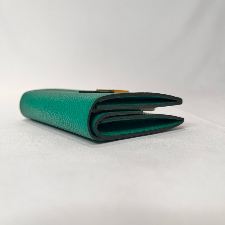 HERMES Bearn Mini Veau Epsom Jade Green Coin Case