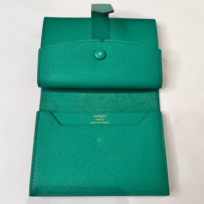 HERMES Bearn Mini Veau Epsom Jade Green Coin Case
