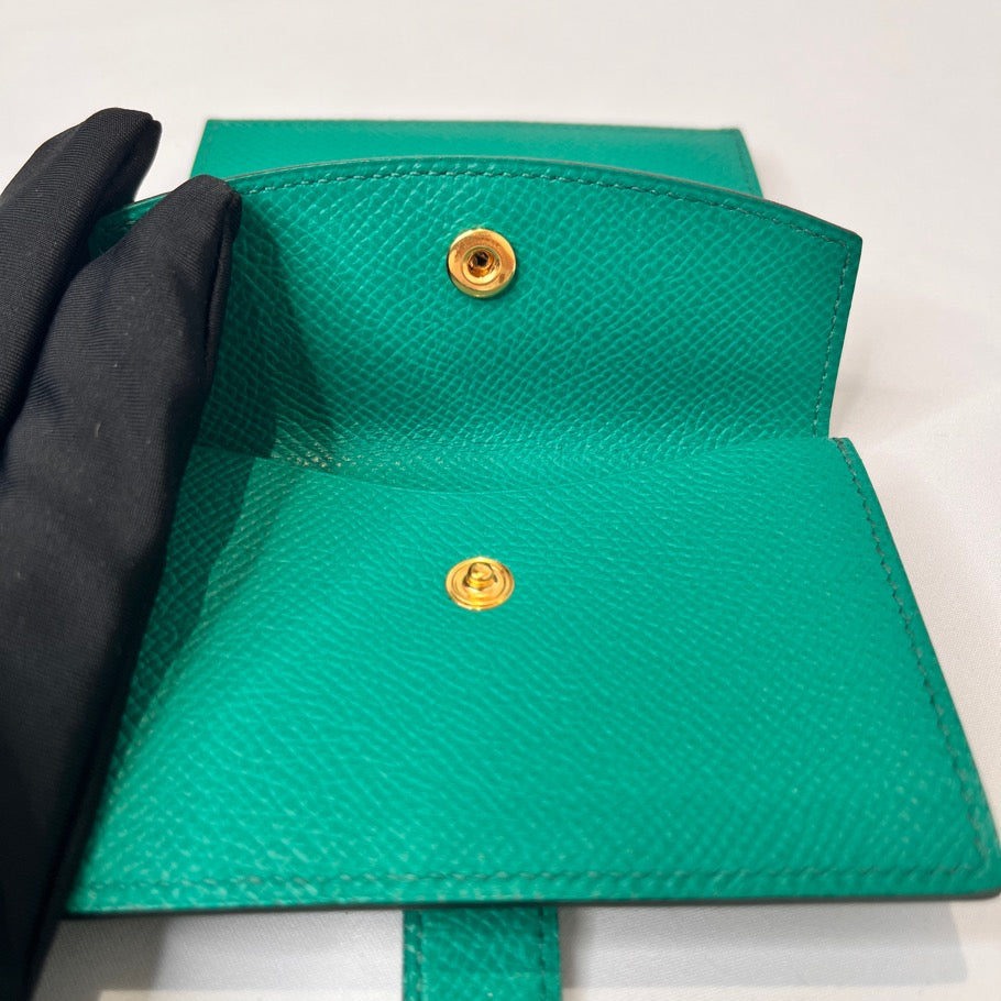 HERMES Bearn Mini Veau Epsom Jade Green Coin Case