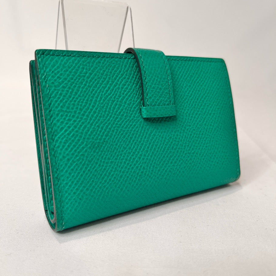 HERMES Bearn Mini Veau Epsom Jade Green Coin Case