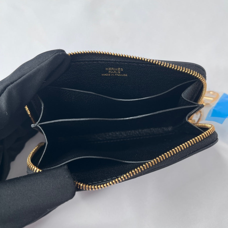 HERMES Chaine d'Ancre Zipango Wallet Black