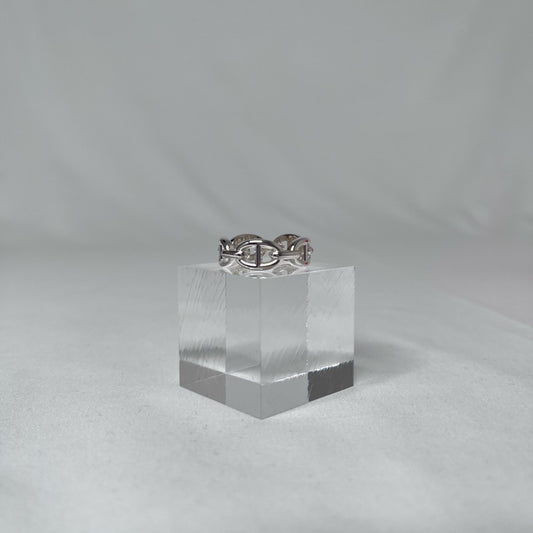 HERMES Chaine d'Ancre Enchainee PM Silver Ring Size 57