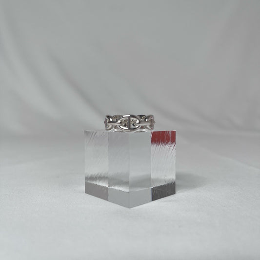 HERMES Chaine d'Ancre Enchainee PM Silver Ring Size 56