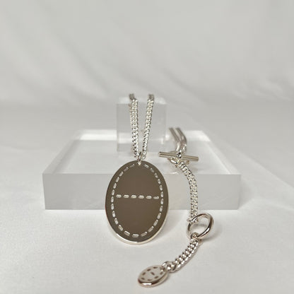 HERMES Point Sellier Ag925 Silver Necklace Size ONE SIZE
