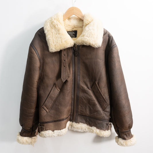 FLIGHT EQUIPMENT B-3 Shearling Bomber Jacket Brown Size 48