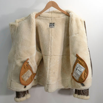 AVIREX B-3 Shearling Bomber Jacket Brown Size 42