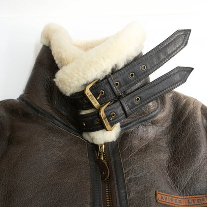 AVIREX B-3 Shearling Bomber Jacket Brown Size 42