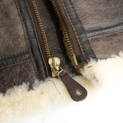 AVIREX B-3 Shearling Bomber Jacket Brown Size 42