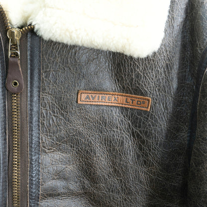 AVIREX B-3 Shearling Bomber Jacket Brown Size 42