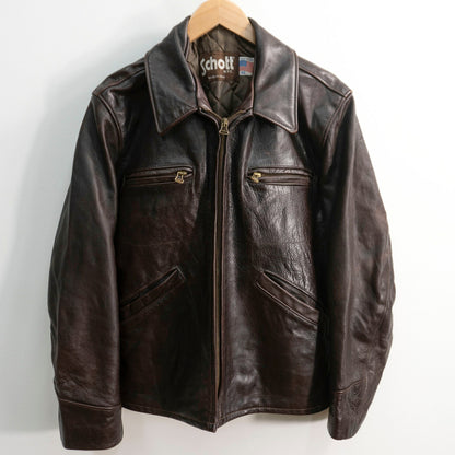 SCHOTT Collared Leather Rider Jacket Size 42