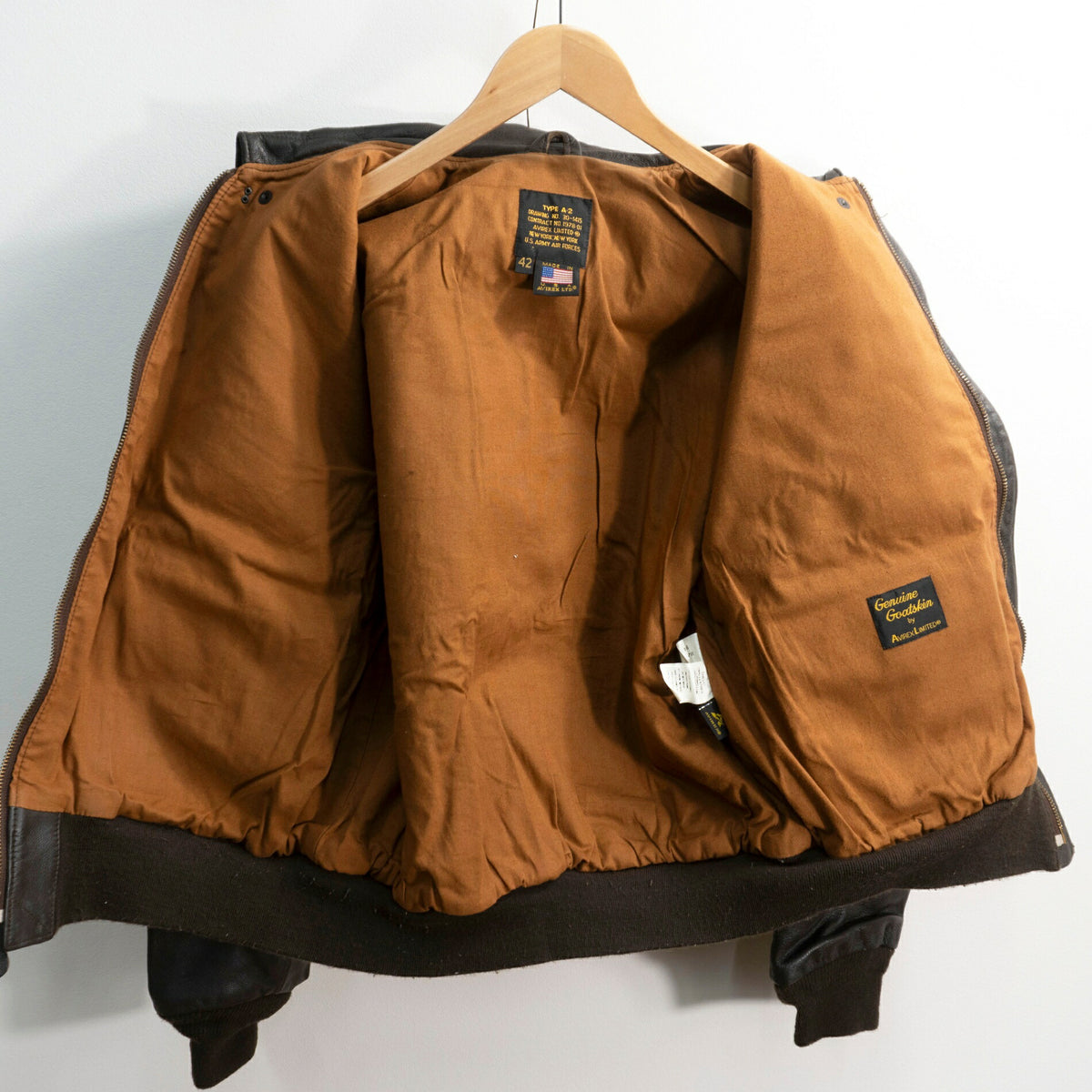 AVIREX A-2 Flight Jacket Brown Size 42