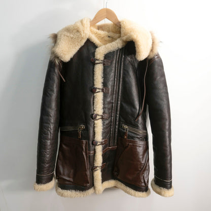 FREEDOM B-7 Mouton Shearling Alaskan Coat Brown Size M