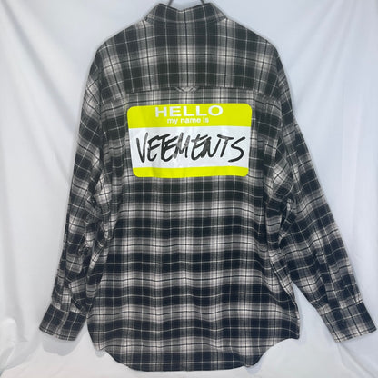 VETEMENTS My Name Is Flannel Check Shirt Black Size M