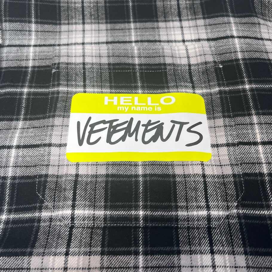 VETEMENTS My Name Is Flannel Check Shirt Black Size M