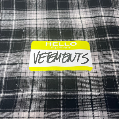 VETEMENTS My Name Is Flannel Check Shirt Black Size M