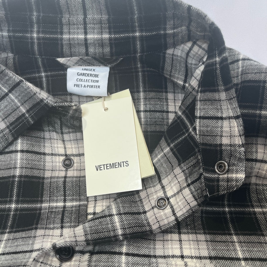 VETEMENTS My Name Is Flannel Check Shirt Black Size M