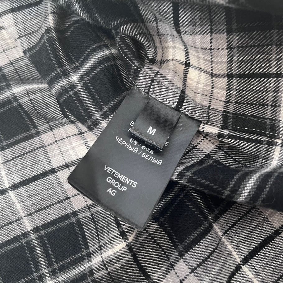 VETEMENTS My Name Is Flannel Check Shirt Black Size M