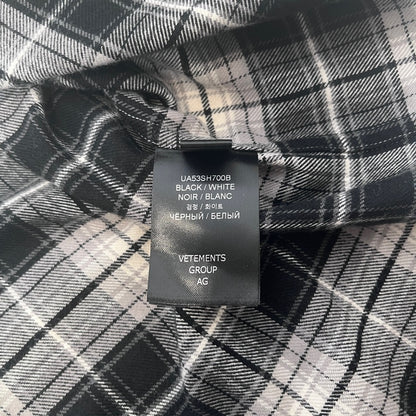 VETEMENTS My Name Is Flannel Check Shirt Black Size M