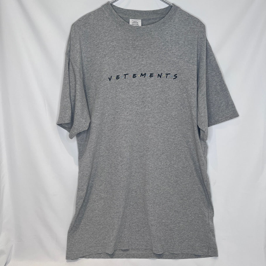VETEMENTS 21SS Friendly Logo Cotton T-Shirt Gray Size XS