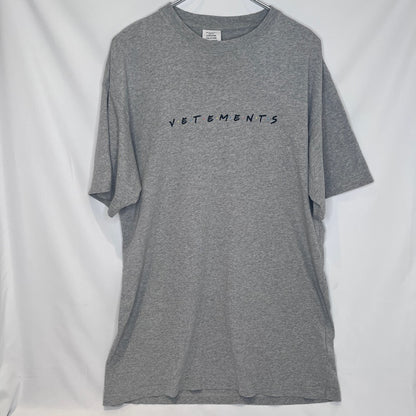 VETEMENTS 21SS Friendly Logo Cotton T-Shirt Gray Size XS