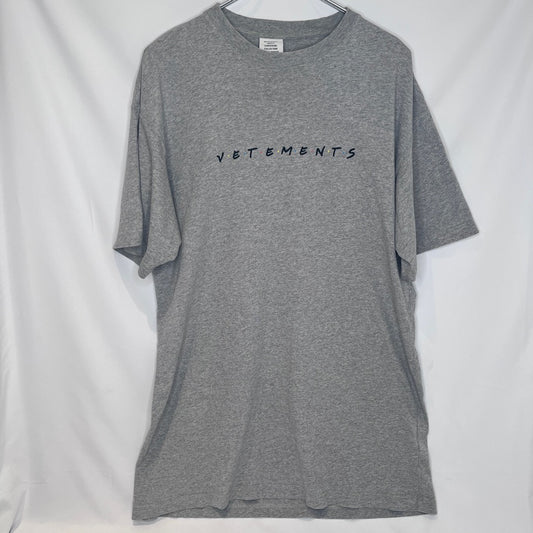 VETEMENTS 21SS Friendly Logo Cotton T-Shirt Gray Size XS