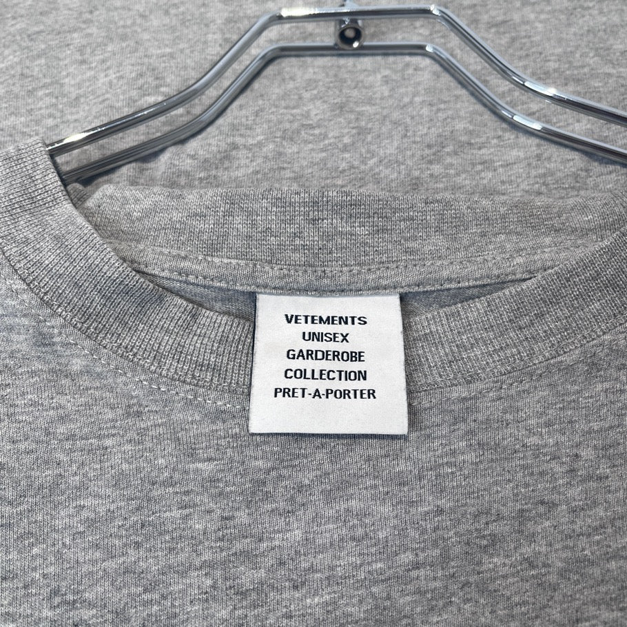 VETEMENTS 21SS Friendly Logo Cotton T-Shirt Gray Size XS