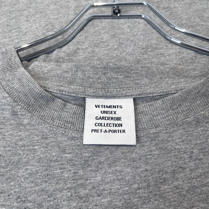 VETEMENTS 21SS Friendly Logo Cotton T-Shirt Gray Size XS
