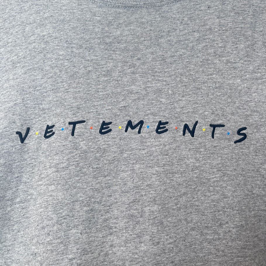 VETEMENTS 21SS Friendly Logo Cotton T-Shirt Gray Size XS