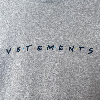 VETEMENTS 21SS Friendly Logo Cotton T-Shirt Gray Size XS