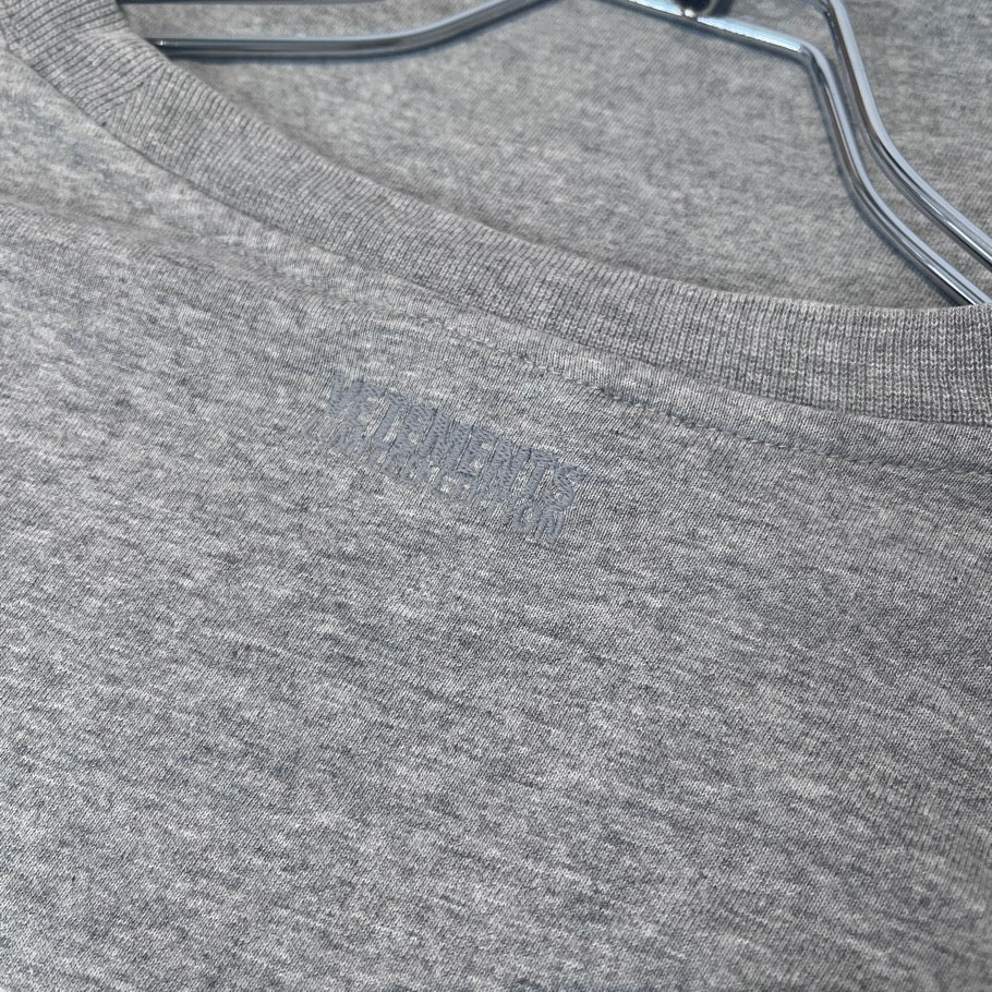 VETEMENTS 21SS Friendly Logo Cotton T-Shirt Gray Size XS