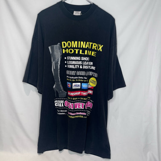 VETEMENTS Dominatrix Hotline Oversized T-Shirt Black Size M
