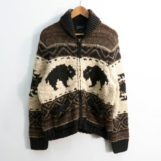POLO RALPH LAUREN Handknit Shawl Collar Size L