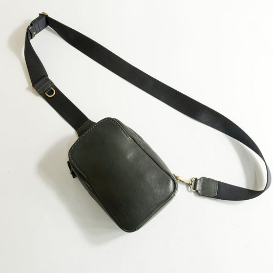 Tsuchiya Kaban Tone Oil Nume Leather Crossbody Bag Green