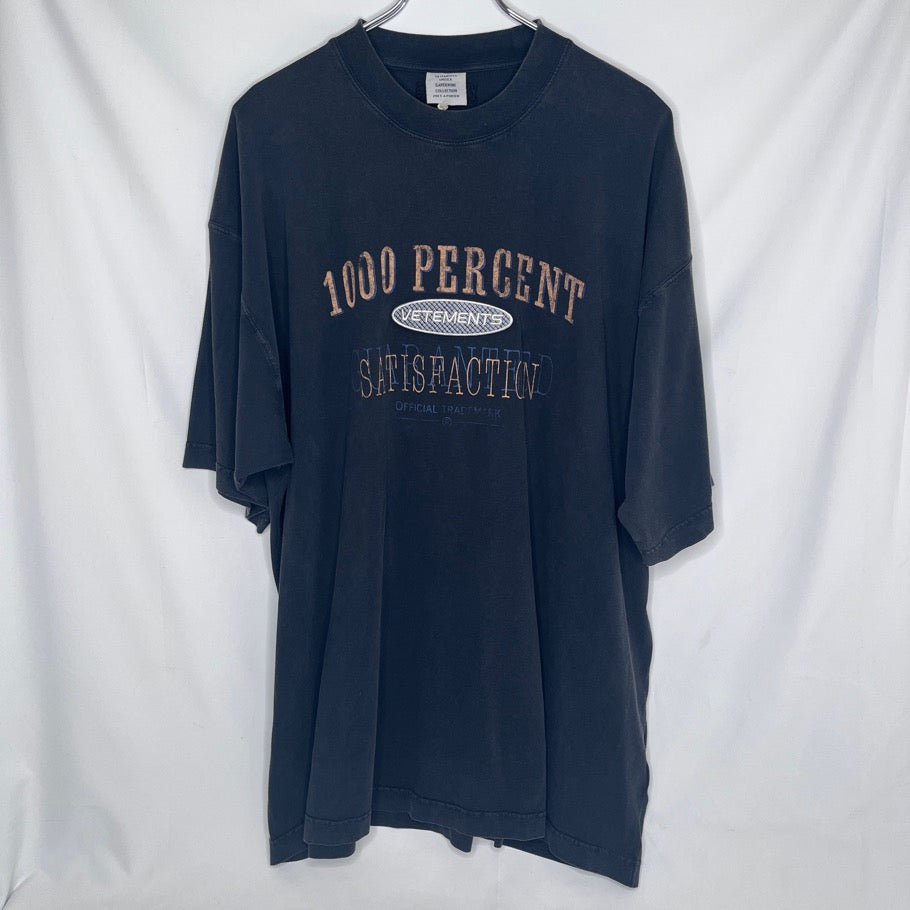 VETEMENTS 24SS 1000 Percent T-Shirt Black Size XS