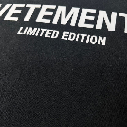 VETEMENTS Limited Edition Front Logo T-Shirt Black Size M