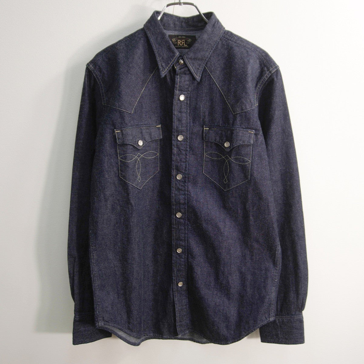 RRL Indigo Buffalo Denim Western Shirt Concho Size S