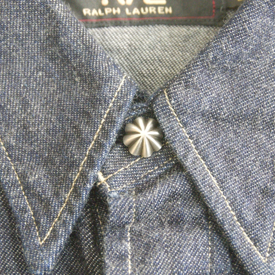 RRL Indigo Buffalo Denim Western Shirt Concho Size S