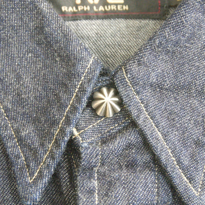 RRL Indigo Buffalo Denim Western Shirt Concho Size S