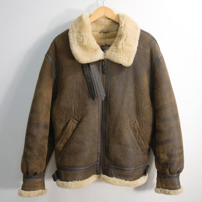 WIND ARMOR B-3 Shearling Sheepskin Bomber Jacket Size LL
