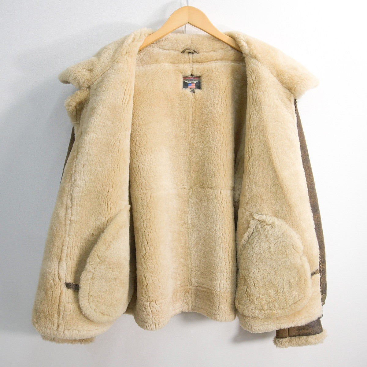 WIND ARMOR B-3 Shearling Sheepskin Bomber Jacket Size LL
