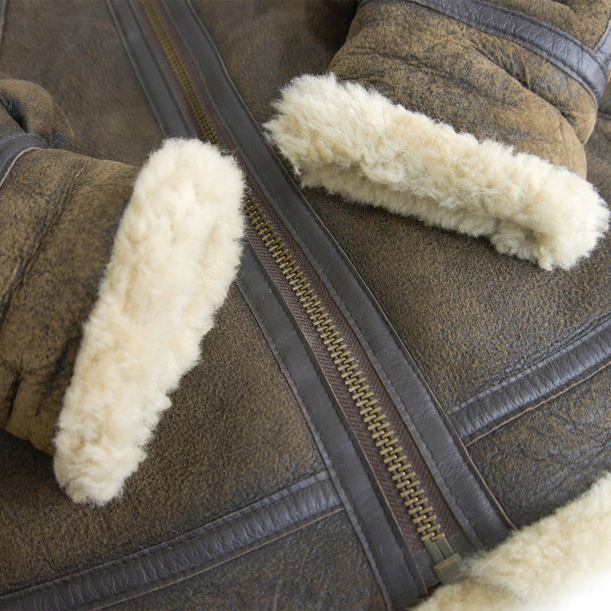 WIND ARMOR B-3 Shearling Sheepskin Bomber Jacket Size LL