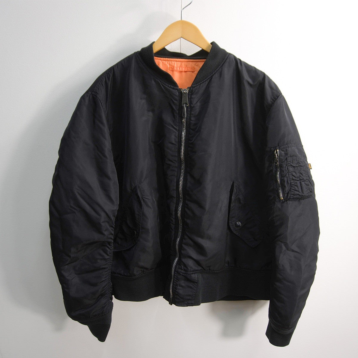 ALPHA INDUSTRIES MA-1 Nylon Bomber Jacket Black USA Size XL