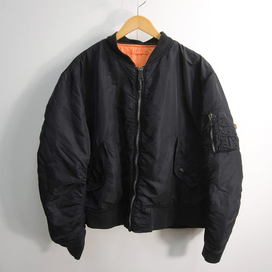 ALPHA INDUSTRIES MA-1 Nylon Bomber Jacket Black USA Size XL