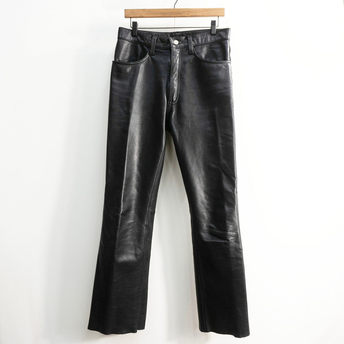 KADOYA Black Thick Cowhide Leather Pants Size 33