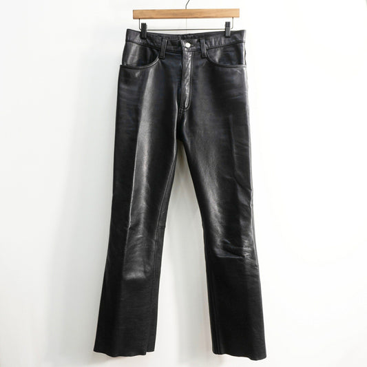 KADOYA Black Thick Cowhide Leather Pants Size 33