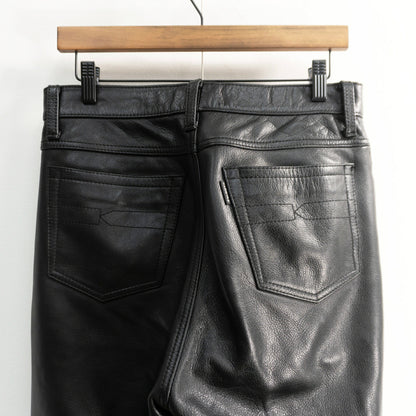 KADOYA Black Thick Cowhide Leather Pants Size 33