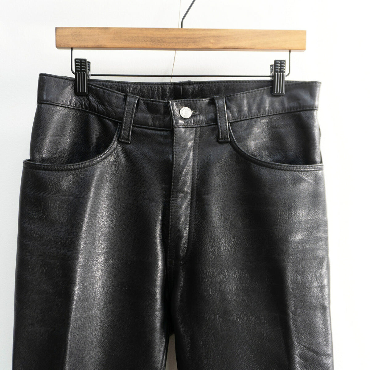 KADOYA Black Thick Cowhide Leather Pants Size 33