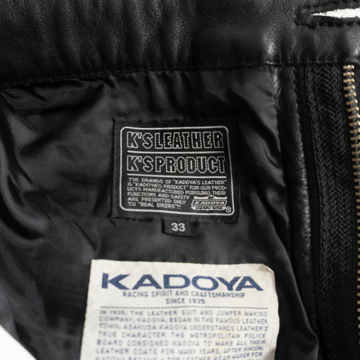 KADOYA Black Thick Cowhide Leather Pants Size 33
