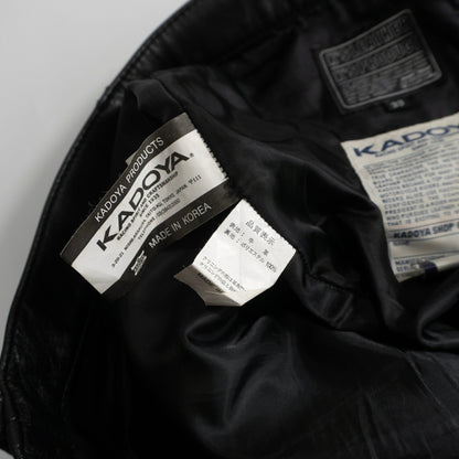 KADOYA Black Thick Cowhide Leather Pants Size 33