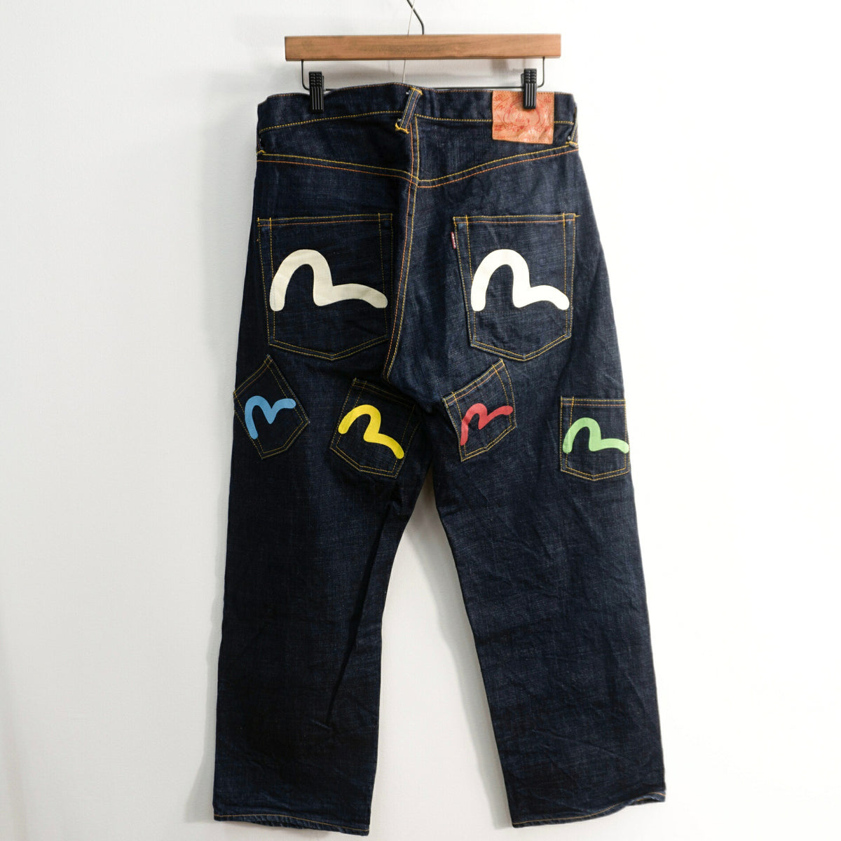 EVISU LOT.2001 Dark Wash Multi Pocket Jeans Size 32×35